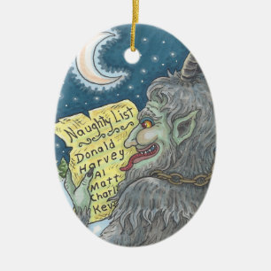 KRAMPUS ONDEUGEND LIJST Kerstmis Ornament Ovaal