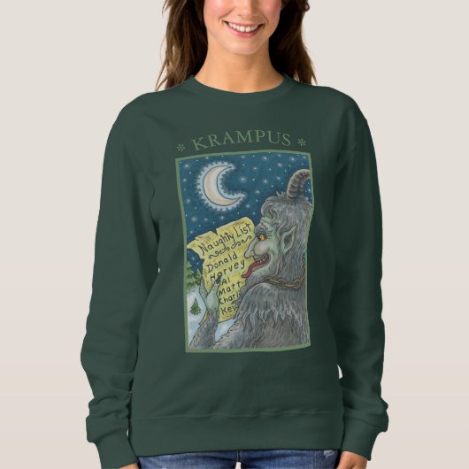 KRAMPUS ONDEUGENDE LIJST, KERSTMIS SWEATSHIRT Dame (Voorkant)