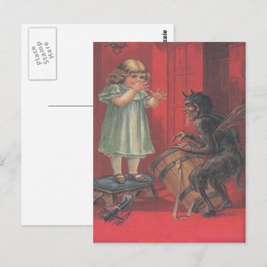 Krampus ontvoering meisje Speelgoed Briefkaart (Voorkant / Achterkant)