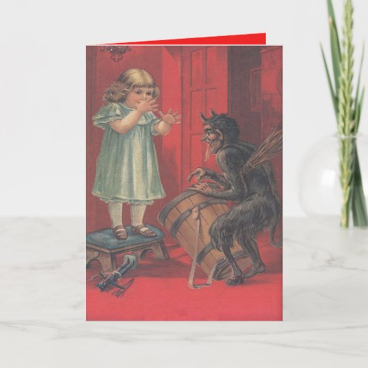 Krampus ontvoering meisje Speelgoed Feestdagen Kaart (Voorkant)