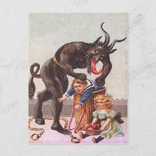 Krampus ontvoert kinderen briefkaart