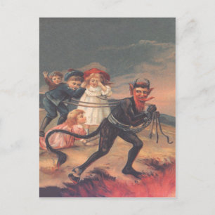 Krampus ontvoert kinderen briefkaart