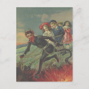 Krampus ontvoert kinderen briefkaart
