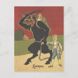 Krampus ontvoert kinderen briefkaart