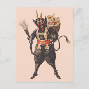 Krampus ontvoert kinderen met roeispaan briefkaart