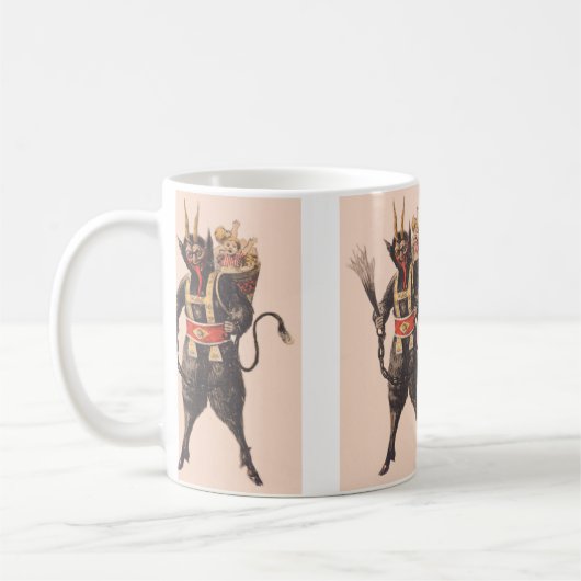 Krampus ontvoert kinderen met roeispaan koffiemok (Links)