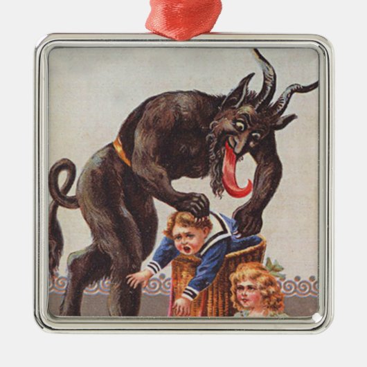 Krampus ontvoert kinderen metalen ornament (Voorkant)