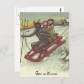 Krampus ontvoert Kinderen op slee Briefkaart (Voorkant / Achterkant)