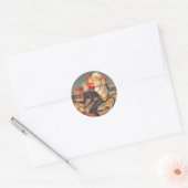 Krampus ontvoert kinderen ronde sticker (Envelop)