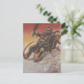 Krampus ontvoert kinderen slee briefkaart (Staand voorkant)