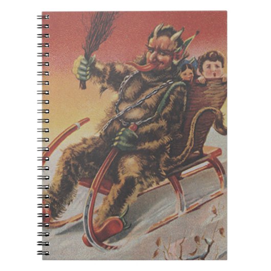 Krampus ontvoert kinderen slee notitieboek (Voorkant)