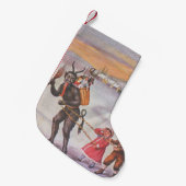 Krampus ontvoert kinderen speelgoed switch kleine kerstsok (Voorkant (Hangend))