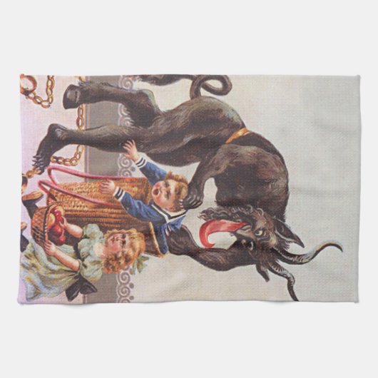 Krampus ontvoert kinderen theedoek (Horizontaal)