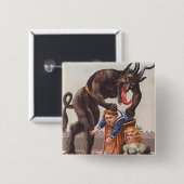 Krampus ontvoert kinderen vierkante button 5,1 cm (Voorkant /achterkant)
