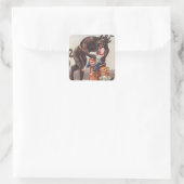 Krampus ontvoert kinderen vierkante sticker (Tas)