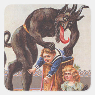 Krampus ontvoert kinderen vierkante sticker