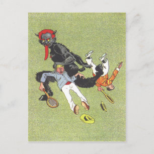 Krampus ontvoert Mannen Briefkaart