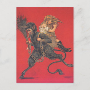 Krampus ontvoert meisje briefkaart