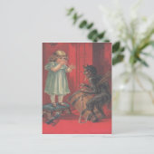 Krampus ontvoert meisjesspeelgoed briefkaart (Staand voorkant)