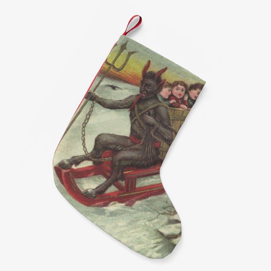 Krampus ontvoert slee drietand kleine kerstsok (Voorkant (Hangend))
