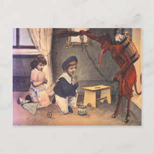 Krampus ontvoert stoute kinderen briefkaart