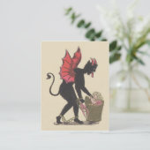 Krampus ontvoert vleugels van kinderketen briefkaart (Staand voorkant)