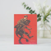 Krampus ontvoert volwassene briefkaart (Staand voorkant)
