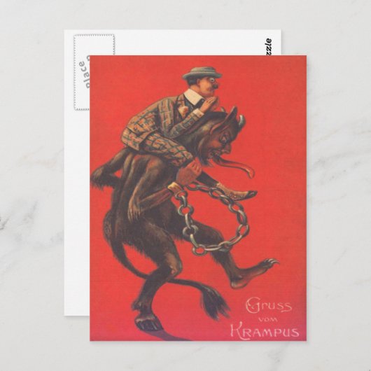 Krampus ontvoert volwassene briefkaart (Voorkant / Achterkant)