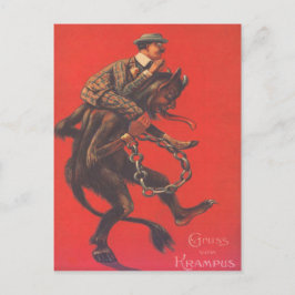 Krampus ontvoert volwassene briefkaart