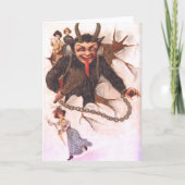 Krampus ontvoert vrouwen feestdagen kaart (Voorkant)