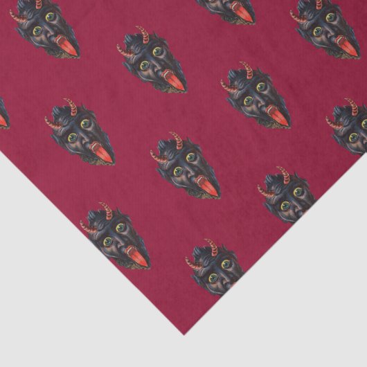 Krampus op rood tissuepapier (Detail)