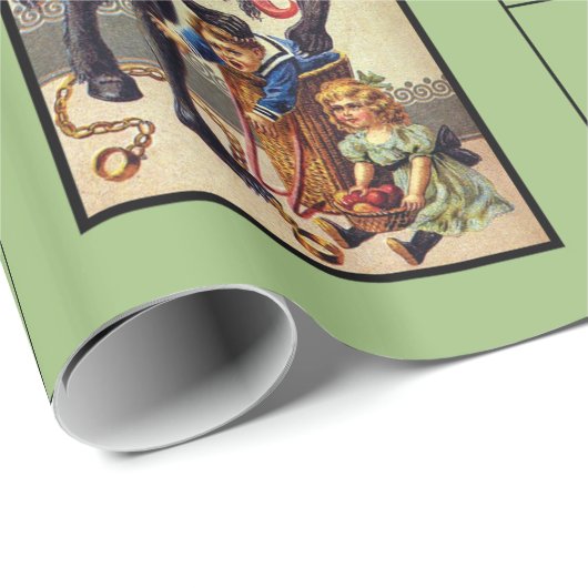 Krampus pakpapier groen (Rol Hoek)