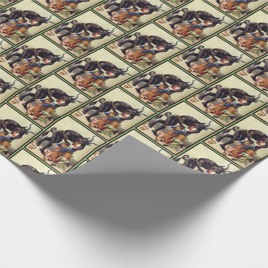 Krampus pakpapier groen klein (Hoek)