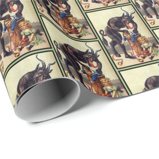 Krampus pakpapier groen klein (Rol Hoek)