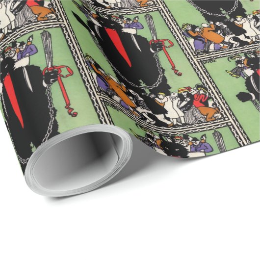 Krampus Pattern Wrapping Paper Cadeaupapier (Rol Hoek)