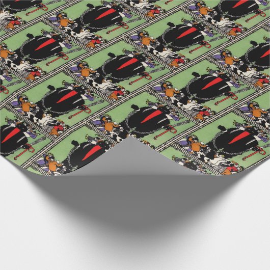 Krampus Pattern Wrapping Paper Cadeaupapier (Hoek)