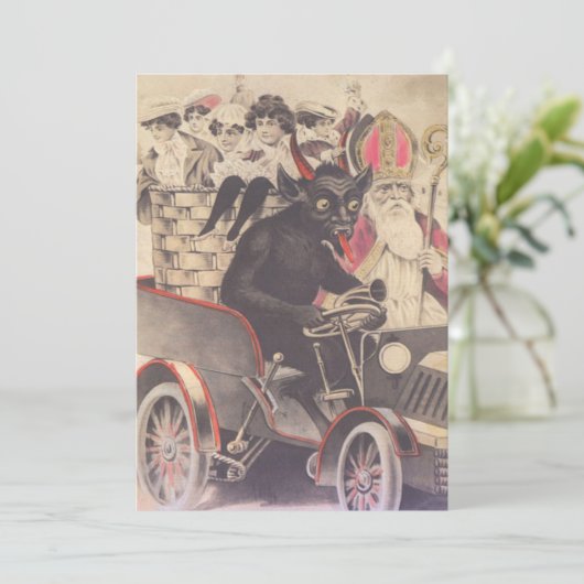 Krampus & Priest Driving with Children (Staand voorkant)