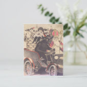 Krampus & priester rijden met kinderen briefkaart (Staand voorkant)
