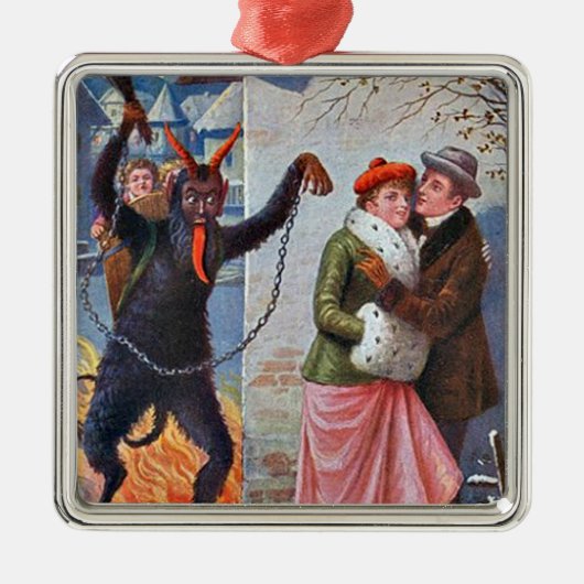 Krampus Punishing Bad Volults Metalen Ornament (Voorkant)