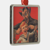 Krampus Punishing Little Boy Ear Metalen Ornament (Rechts)