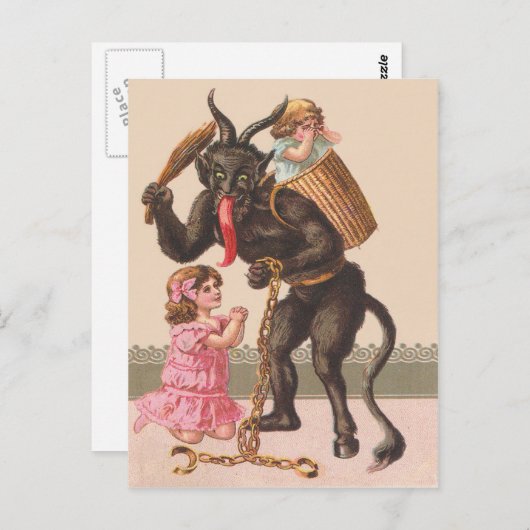 Krampus Punting Children Switch Chain Briefkaart (Voorkant / Achterkant)