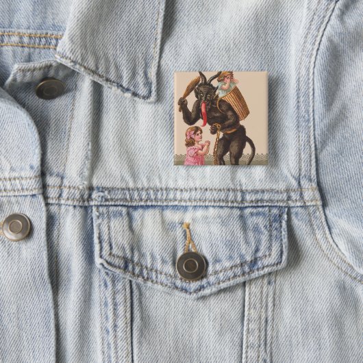 Krampus Punting Children Switch Chain Vierkante Button 5,1 Cm (In situ)