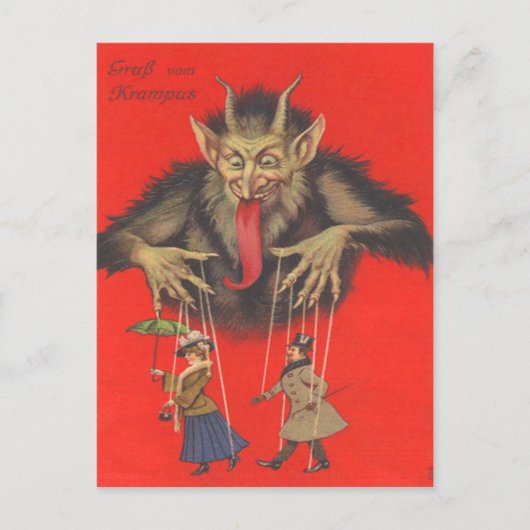 Krampus Puppeteering volwassenen Briefkaart (Voorkant)
