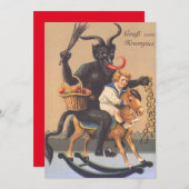 Krampus Riding Hobbyhorse with Boy (Voorkant / Achterkant)