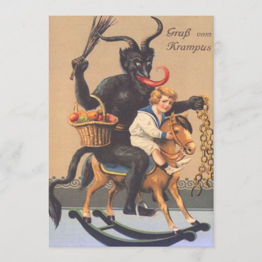 Krampus Riding Hobbyhorse with Boy (Voorkant)