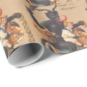 Krampus Riding Hobbyhorse with Boy Cadeaupapier (Rol Hoek)