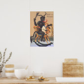 Krampus Riding Hobbyhorse with Boy Poster (Keuken)