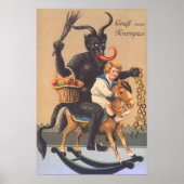 Krampus Riding Hobbyhorse with Boy Poster (Voorkant)