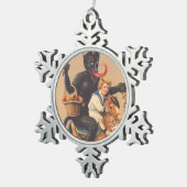 Krampus Riding Hobbyhorse with Boy Tin Sneeuwvlok Ornament (Rechts)