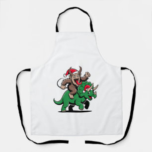 Krampus rijdt op een dinosaurus Kerstman Kerstmis Schort